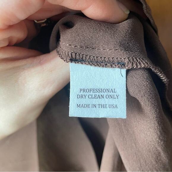 Nanette Lepore Fluted Sleeve Shimmer Brown Button Down Blouse - Picture 5 of 8